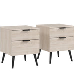 Lot de 2 tables de chevet table de nuit style nordique moderne avec tiroir à deux niveaux 40 x 40 x 50 cm chêne