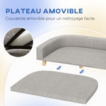 Canapé pour chien grand lit surélevé pour chien coussin lavable cadre en bois tissu polyester 98 x 67 x 25 cm gris