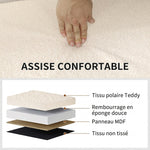 Banc de Rangement 84 L, Pouf Pliable Rembourré en Peluche Teddy, Bout de Lit, Charge 120 kg, 76 x 38 x 38 cm, Crème