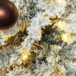 Sapin de Noël artificiel 150 cm avec éclairage LED blanc chaud, 263 branches enneigées, base en métal, réaliste et fin