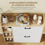 Meuble à chaussures 15 paires, armoire à chaussures moderne avec 2 tiroirs rabattables, 83x24x90,5cm, effet bois naturel