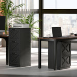 Caisson de Bureau avec 3 Tiroirs, Dossiers Suspendus pour Formats Lettre/A4, Style Rustique, 40x40x101cm, Noir
