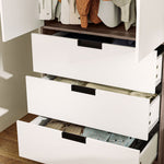 Armoire 2 portes, armoire moderne avec 3 tiroirs et tringle de suspension pour chambre à coucher, marron