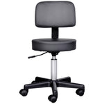 Tabouret massage a roulettes reglable en hauteur pivotant avec dossier ergonomique noir
