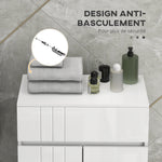 Meuble de rangement pour salle de bain sur pied placard 2 portes 1 tiroir, étagère régable, blanc laqué
