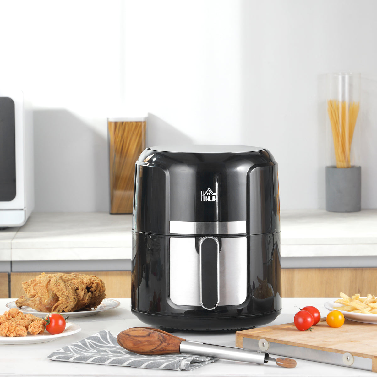 Friggitrice ad aria 4 L, air fryer 1300 W 12 programmi, touch screen, temperatura regolabile, cestello antiaderente, nero