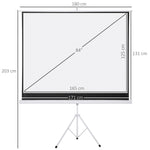 Écran de Projection avec Trépied Pliable 84 Pouces 4K HD 4:3, 180L cm, Écran Vidéoprojecteur, Hauteur Réglable, Angle de Vision 160°, pour Home Cinéma, Films en Intérieur/Extérieur, Blanc