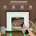 Cheminée électrique 1800W, fausse cheminée décorative lumières LED RGB, effet flamme, manteau, 105 x 27 x 97 cm, noir