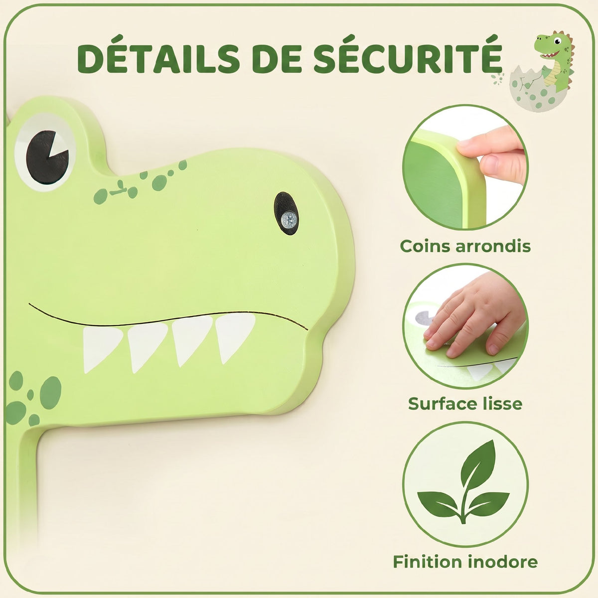 Busy Board Jouet, Tableau d'Activités Murale Dinosaure, Planche Motricité Bébé Educatif pour Garcon Fille 2+ Ans, Vert