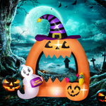 Arche de citrouille gonflable d'Halloween 150 cm avec fantôme mignon décoration gonflable d'Halloween avec lumières LED