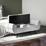 Banc de rangement 53,8L avec siège rembourré en lin et accoudoirs, pour salon, chambre, entrée, 132 x 42 x 50 cm, gris
