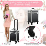 Valise trolley maquillage mallette cosmétique vanity poignée télescopique réglable 34L x 24l x 52H cm alu. noir