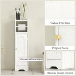 Meuble salle de bain meuble toilettes WC rangement étroit avec étagère réglable gain de place pour petits espaces blanc