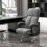 Fauteuil chaise de bureau massant chauffant inclinable avec repose-pieds intégré 5 roulettes gris