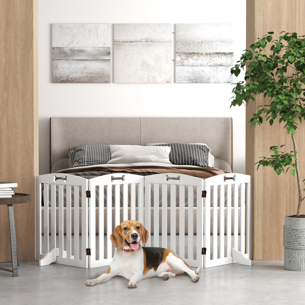 Barrière de sécurité chien barrière pliable pour chien pieds de support pointes antidérapantes 207,5 x 30 x 61 cm blanc