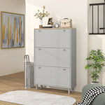 Meuble à chaussures 24 paires avec 3 tiroirs rabattables et étagères réglables, 80x23,5x121cm, gris