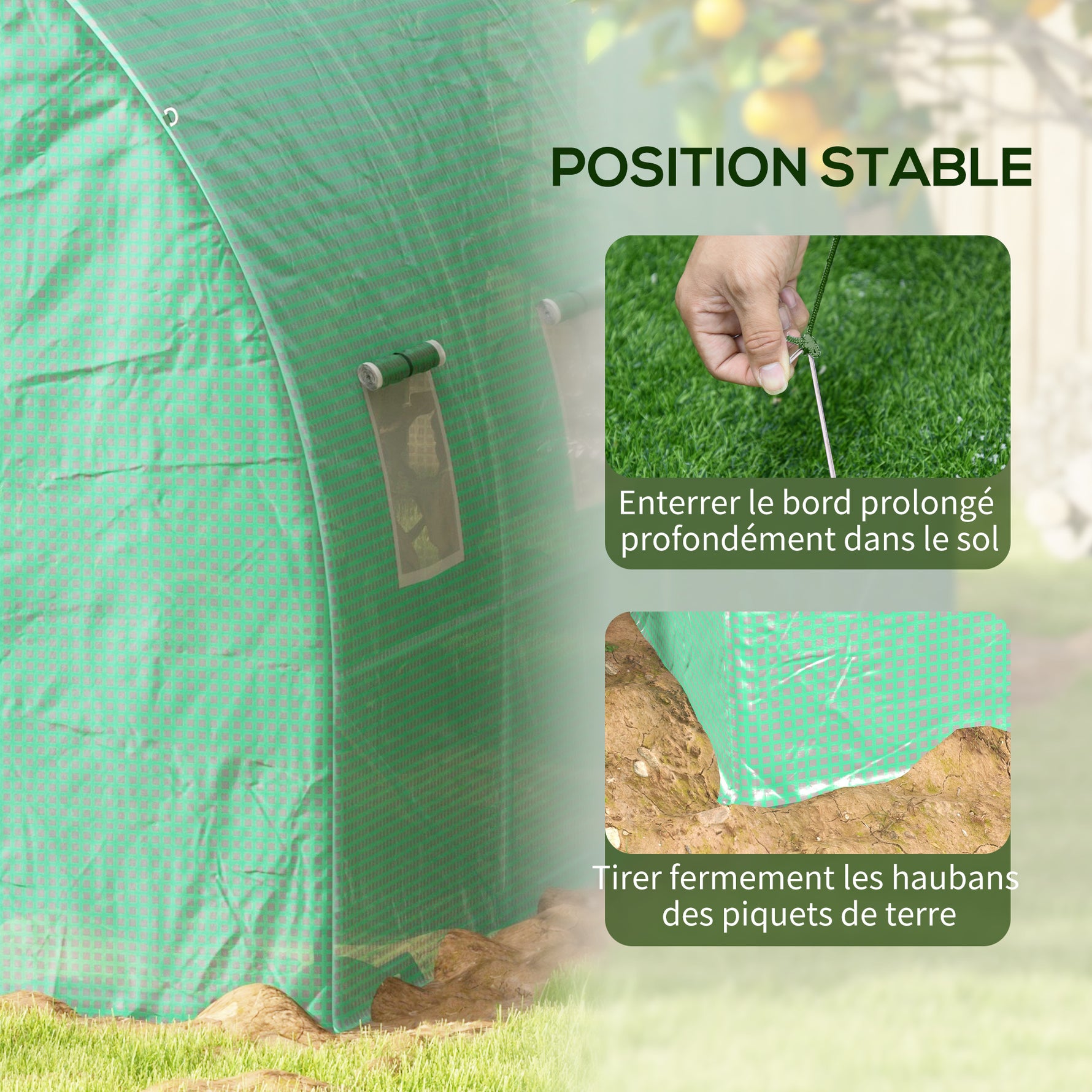 Serre de Jardin Tunnel 6 m² avec système d'arrosage intégré, 3L x 2l m 6 fenêtres Porte enroulable Vert