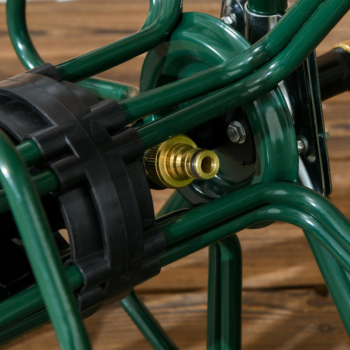 Dévidoir de tuyau d'arrosage sur roues capacité 30 m de tuyau de Ø 16mm dévidoir chariot enrouleur métal vert