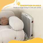 Cancelletto di sicurezza per cani cancelletto pieghevole per cani piedini di supporto punte antiscivolo 155 x 30 x 61 cm bianco