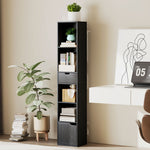 Libreria, scaffale per libri, mobile contenitore con cassetto, armadietto e scomparti a giorno, 30 x 24 x 158 cm, nero