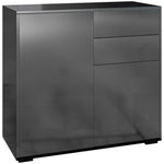 Commode Buffet Meuble de Rangement 2 tiroirs 2 Portes avec étagère 79 x 36 x 74 cm noir brillant