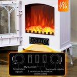 Cheminée électrique sur pied 1000/2000 W, fausse cheminée décorative avec effet flamme LED, blanc