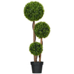 Arbre artificiel buis avec 3 boules feuilles de bambou pot inclus intérieur et extérieur hauteur 110 cm vert