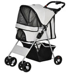 Poussette buggy pour chiens 77L x 45l x 99,5H cm pliable imperméable tissu 600D Oxford 4 roues gris