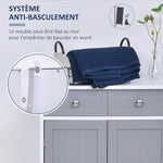 Meuble de salle de bain meuble de rangement 2 tiroirs placard double porte et étagère réglable 60 x 30 x 75 cm gris