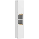 Meuble colonne salle de bain étroit, 2 portes, compartiments ouverts, étagères réglables, 30 x 34,6 x 180,5 cm, blanc