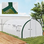 Serra a tunnel da giardino 18m², serra a tunnel con porte e 8 finestre, telo in PE 140g/m² 600 x 300 x 200 cm bianco