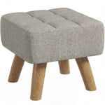 Poggiapiedi da salotto ottomana seduta imbottita in tessuto con gambe in legno 27 x 27 x 26 cm grigio chiaro