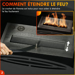 Cheminée à l'éthanol sur pieds style contemporain avec réservoir 1,2Lenviron couverture 25 m² 39 x 26 x 54 cm noir
