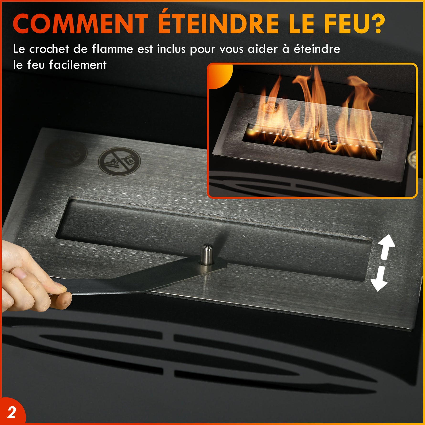 Cheminée à l'éthanol sur pieds style contemporain avec réservoir 1,2Lenviron couverture 25 m² 39 x 26 x 54 cm noir