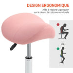 Tabouret à roulettes, chaise de travail avec hauteur réglable 49-61 cm et selle ergonomique, 52x53x49-61cm, rose
