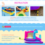 Château Gonflable avec Toboggan, Trampoline, Aire de Jeux Piscine et Panier Jusqu'à 3 Enfants +3 Ans gonfleur et Sac de Transport Souffleur 350W inclus dim. 300L x 270l x 200H cm Multicolore