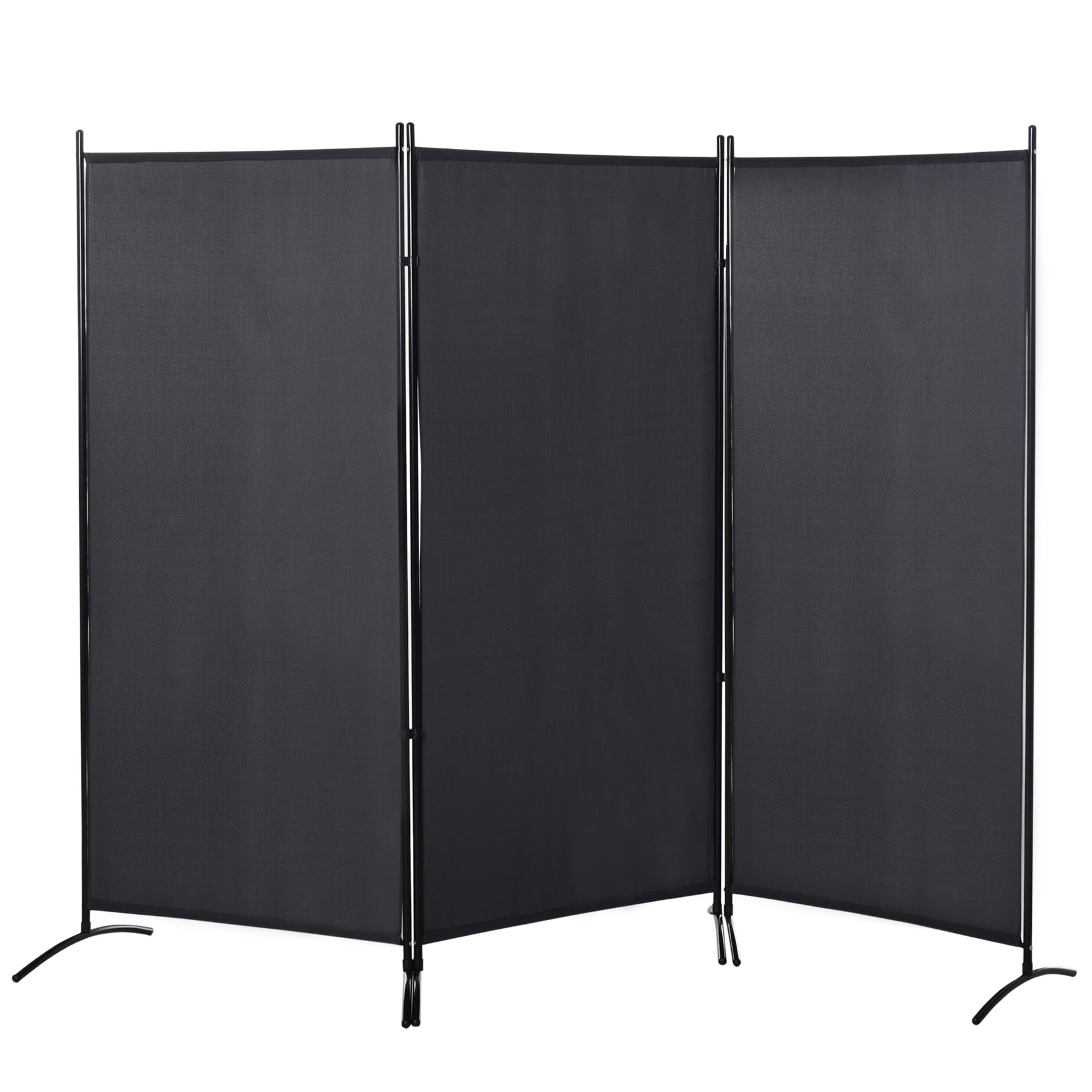 Paravent 3 panneaux dim. 2,53L x 0,5l x 1,82H m Store latéral Brise-Vue paravent sur Pied séparateur métal Polyester