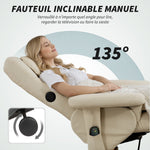 Fauteuil massant avec repose-pied, dossier inclinable jusqu'à 135°, coffre de rangement, télécommande