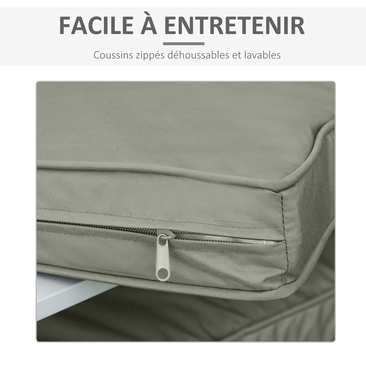 Coussins pour chaise fauteuil de jardin coussins d'assise de dossier déhoussables polyester 56x52/56x46cm gris foncé
