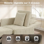 Poltrona Convertibile 1 Posto, Poltrona Letto Clic-Clac 4 in 1 Imbottita in Ciniglia, Schienale Regolabile, Seduta Ampia, Beige
