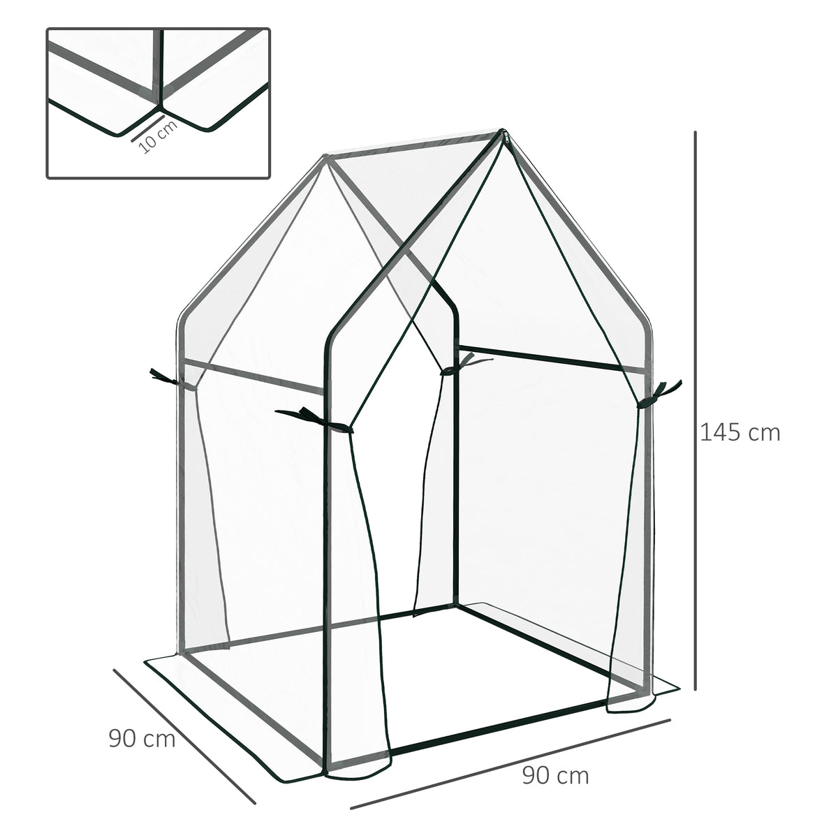Serre de jardin, Serre à Tomate pour le jardin avec 2 portes zippées, dim. 90 x 90 x 145cm