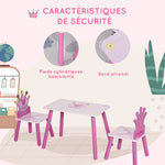 Lit Enfant et Ensemble table et chaises enfant - Design Princesse Motif Couronne - sommier à Lattes Inclus - Rose