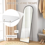 Miroir sur pied rectangulaire arrondi cadre en aluminium avec support pour entrée chambre dressing 50 x 161,5 cm noir