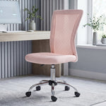 Chaise de bureau ergonomique hauteur réglable piètement chromé pivotant 360° revêtement maille rose