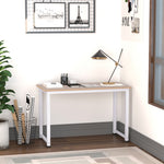 Table d'ordinateur table de salle à manger 120L x 60l x 76H cm chêne et Blanc Multifonction Grand Plateau Cadre Robuste en métal