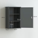 Armadietto portamedicinali a 2 ripiani, 3 livelli, chiudibile a chiave, dim. 40L x 18P x 60A cm, 2 chiavi, metallo, grigio fumé
