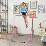Barre fixe de gymnastique pour enfants pliante hauteur réglable de 88 à 128 cm rose