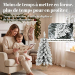 Sapin de Noël Artificiel 90 cm, 107 Embouts de Branches Enneigés en PVC, Base en Toile de Jute, Montage Rapide, Blanc
