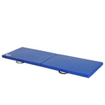 Tapis de gymnastique yoga pilates fitness pliable portable grand confort 180L x 60l x 5H cm revêtement synthétique bleu