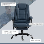 Fauteuil de bureau massant, chaise de bureau avec hauteur réglable, dossier inclinable et télécommande filaire, bleu